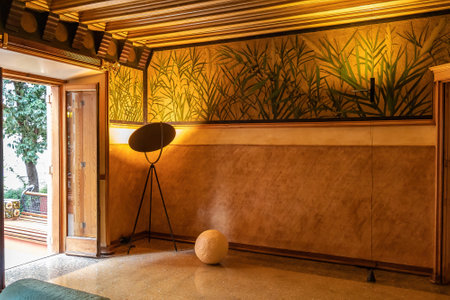 Barcelona, Spain - September 22, 2021: Room inside Casa Vicens in Barcelona. It is the first masterpiece of Antoni GaudÃ­. Built between 1883 and 1885 as a summer house for the Vicens familyのeditorial素材