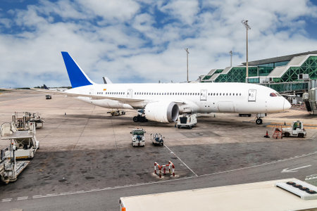 Airplane preparing for the take-off flight to airportのeditorial素材