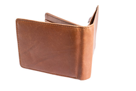 Brown leather gentleman's wallet isolated on white background