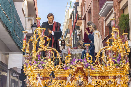 Throne or platform of the passage of the Santa Cena (Last Supper) in procession of Holy Weekのeditorial素材