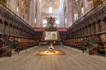 Segovia, Spain - October 9, 2017: Wooden chorus of Segovia Cathedralのeditorial素材