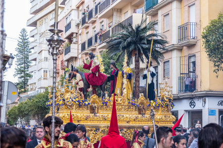 Huelva, Spain - April 10, 2022: Throne or platform of the Brotherhood of the La Borriquita, in...