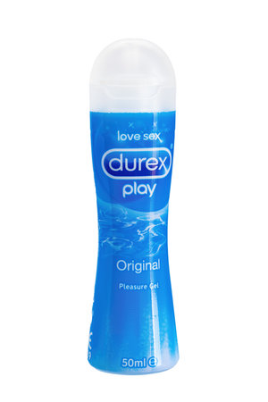 Huelva, Spain - September 2, 2022: Durex Play Original Pleasure Gel Lubricant in plastic container, is an ideal lubricating gel for those looking for a more intense and fun sexual experienceのeditorial素材