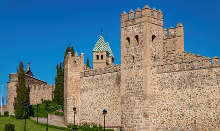 Walls of the fortified city of Toledo, Spainのeditorial素材