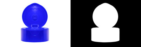 Blue Lid open isolated on white with clipping mask for mockupの写真素材