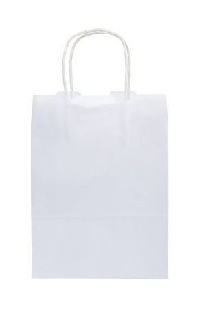 White paper bag Isolated on white background. Concept green living.の写真素材