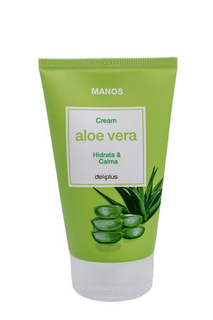 Huelva, Spain - October 10, 2022: Deliplus brand hand cream with aloe vera from the Mercadona Spanish supermarket chain. This hand cream hydrates, repairs and improves the skin of the handsのeditorial素材