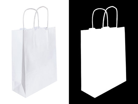 White paper bag Isolated on white background with clipping mask and pathの写真素材