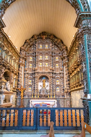 Faro, Portugal - September 8, 2021: Main altar of The Cathedral of Faro (SÃ© de Faro) is a Roman Catholic cathedral. The cathedral was consecrated in the name of the Blessed Virgin Maryのeditorial素材