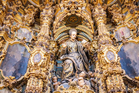 Seville, Spain - November 12, 2022: Altarpiece of San Francisco de Borja inside the Church of San...