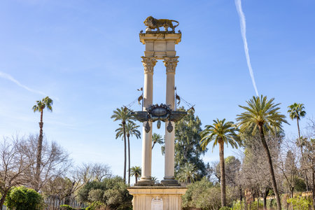 The Columbus monument located on the Paseo de Catalina de Ribera, Seville, Andalusia, Spain. It was built by popular subscription and was laid in 1921の写真素材
