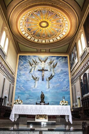Marilia, Sao Paulo, Brazil, September 11, 2019, Inside of the Cathedral of Sao Bento in MarÃ­lia city.のeditorial素材