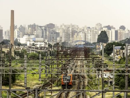 Sao Paulo, Brazil, November 30, 2018. Railway tracks near the Bras station, in Sao Pauloのeditorial素材