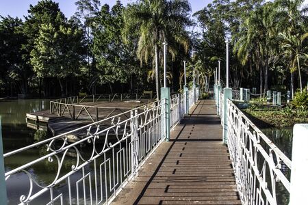 Aguas de Santa Barbara, Sao Paulo, Brazil, September 27, 2019. Gardens, bridges and piers inside the municipal public health resort of the city of Aguas de Santa Barbara of the state of Sao Paulo, Brazilのeditorial素材