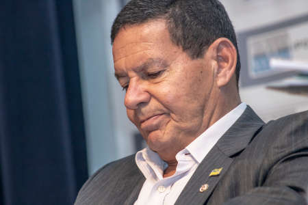 Sao Paulo, Brazil, September 20, 2018. General Hamilton Mourao, vice presidential candidate on the board of Jair Bolsonaro, in press conference, in Sao Paulo.のeditorial素材