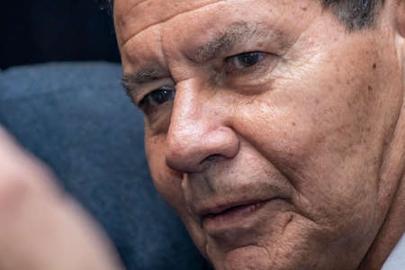 Sao Paulo, Brazil, September 20, 2018. General Hamilton Mourao, vice presidential candidate on the board of Jair Bolsonaro, in press conference, in Sao Paulo.のeditorial素材