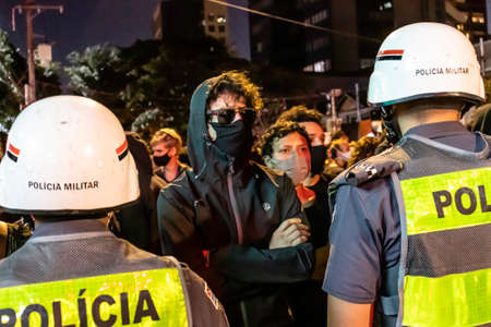 Sao Paulo, Brazil, June 07, 2020. Thousands of activists unite in protest for democracy and racial equality and against the Bolsonaro government in SÃ£o Paulo, Brazilのeditorial素材