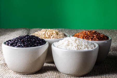 Black venus rice pile isolated on white background in Brazilの写真素材