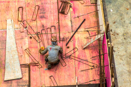 Sao Paulo, Brazil, December 04, 2015. workers on the construction of a commercial building in downtown Sao Pauloのeditorial素材