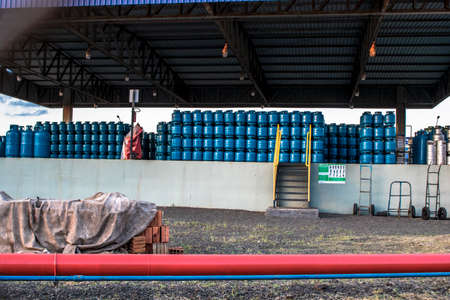 Bauru, Sao Paulo, Brazil, June 01, 2019. gas cylinder distribution center of the ultragas company in the city of Bauruのeditorial素材