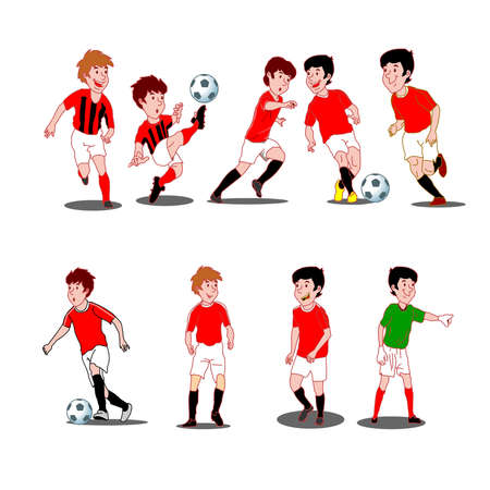 Collection of kids playing soccerのイラスト素材