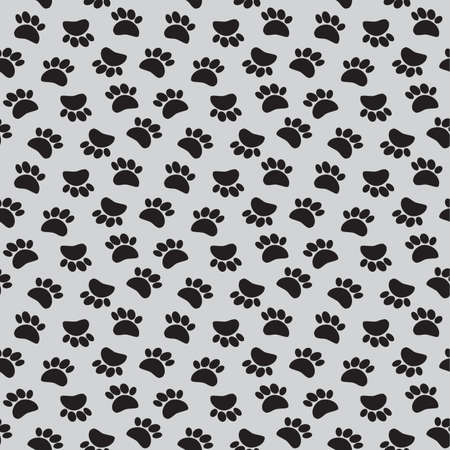 Cat paw track. Seamless animal pattern of paw footprint. Vector illustrationのイラスト素材
