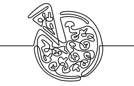 Continuous line Pizza. Fast food. Vector illustrationのイラスト素材