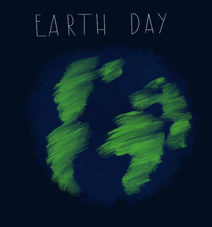 Schematic image of our planet on a blue background. Letteringの写真素材