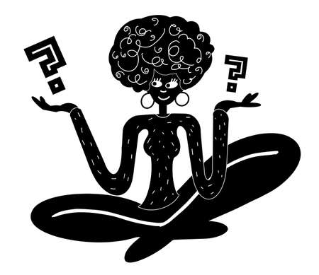 Before choice concept.woman has to make a decision and decide black silhouette on white background isolatedのイラスト素材