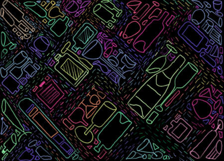 Color linear drawing of wineの写真素材