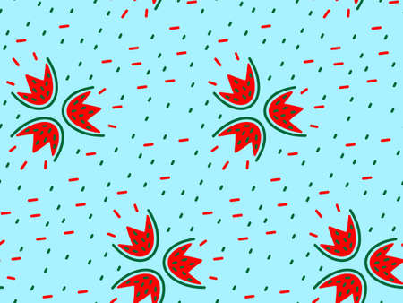 seamless background watermelon icon on white background. Summer Fresh fruitのイラスト素材