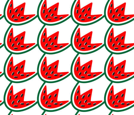 Watermelon seamless pattern. Cut part. Vector illustration on white background
