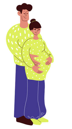 Pregnant woman. Happy family coupleのイラスト素材