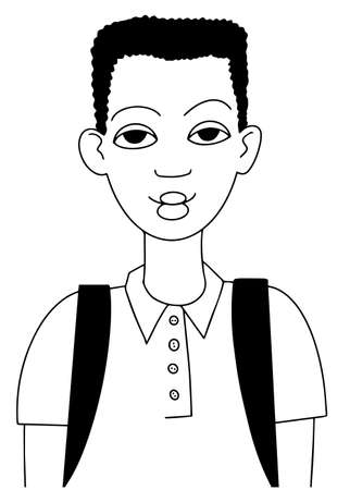 Portrait of an African Cute School boy line styleのイラスト素材
