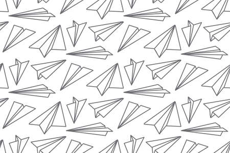 Seamless pattern flight of a paper planeのイラスト素材