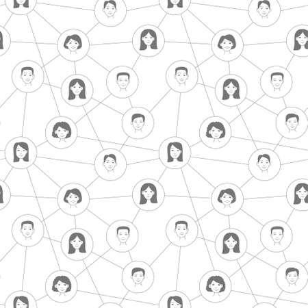 Social network scheme Seamless pattern. Vector illustration doodle stileのイラスト素材