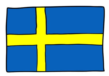 Sweden Doodle flag hand drawnのイラスト素材
