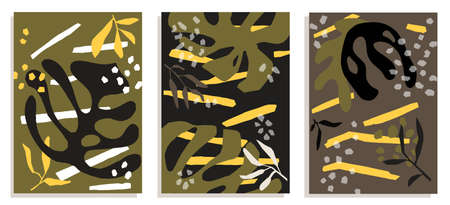 Terrazzo style Set of three simple hand drawn illustration for wall decoration. Vector illustrationのイラスト素材