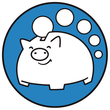 Piggy bank with coins family budget signのイラスト素材