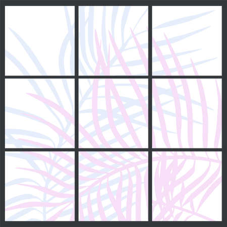 Floral elements Set of abstract art square templates. pastel colors palm leaves Design for social media postsのイラスト素材
