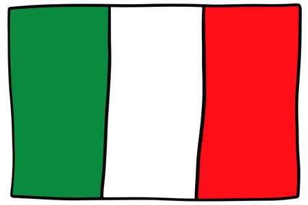 Italy flag Doodle Hand drawing sketchのイラスト素材
