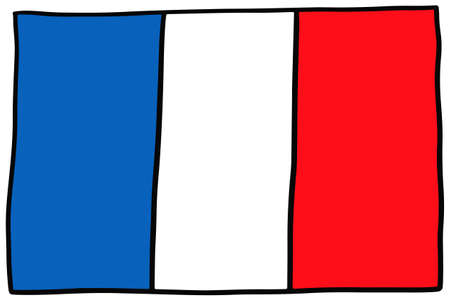 France flag Doodle Hand drawing sketchのイラスト素材