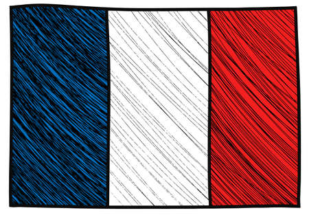 Hand drawn sketch Flag of Franceのイラスト素材