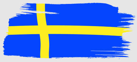 Flag of Sweden Brush strokes. Hand drawn sketchのイラスト素材