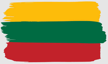 Flag of Lithuania brush stroke watercolorのイラスト素材
