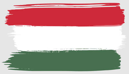 Flag of Hungary brush stroke watercolorのイラスト素材