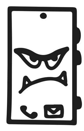 Angry scary smartphone iconのイラスト素材