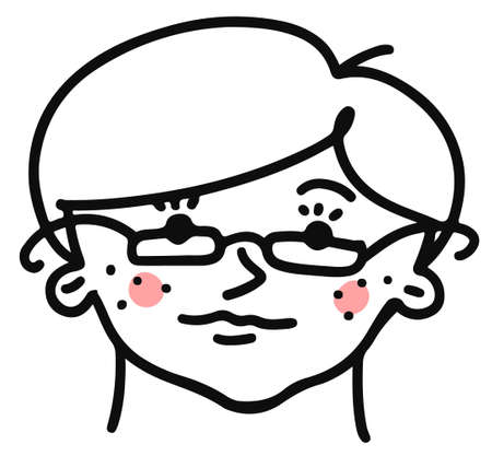 Doodle Portrait of woman with reading glasses . Modern grandmotherのイラスト素材