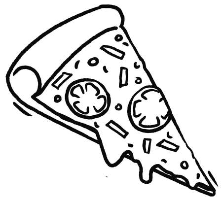 Pizza sketch slice with melted cheeseのイラスト素材