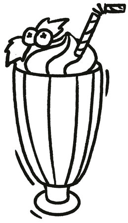 Milk cocktail straw in tall glass hand drawn doodle icon illustrationのイラスト素材